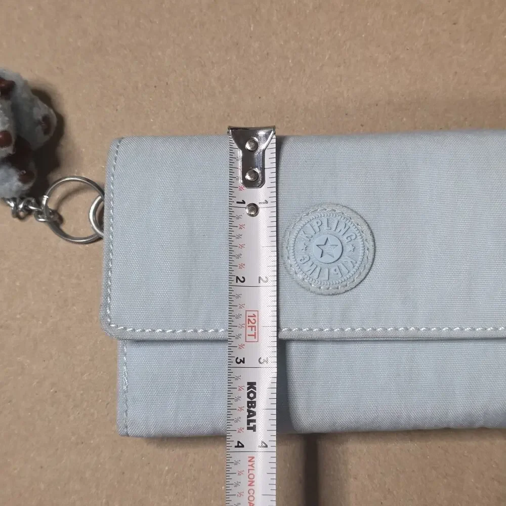 Kipling PIXI Snap Medium Trifold Wallet Organizer Bayside Blue Nylon w/Keychain